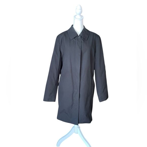 Cintas Vintage Insulated Trench Coat Women Size 12 Black Full Zip Button Down - Picture 1 of 15